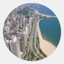 Panorama- Chicago beskådar Klistermärken