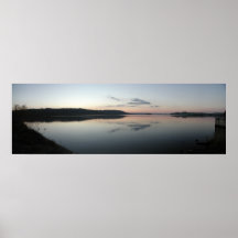 Panorama- foto för sjösolnedgång - affisch