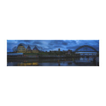 Panorama- Newcastle/Gateshead Tynebridge OS Sträckta Canvas Tryck