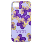 Pansies i lilagultmonogram iPhone 5 fodral