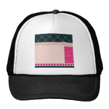 PAPER10 GIRLY SCRAPBOOKING BLACK PINKS WHITE PATT MESH HATS