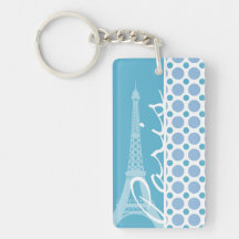 Paris Eiffel torn, baby blue polka dots Nyckelringar