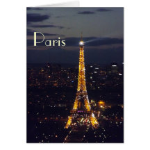 Paris Eiffel torn på natten Hälsningskort