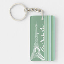 Paris; Eiffel torn; Seafoam vis mangrönt Nyckelkedjor