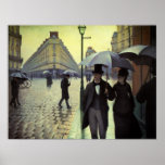 Paris gata, regnig dag av Gustave Caillebotte Affisch
