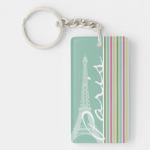 Paris; Mintgrönt- & rosarandar Keychains