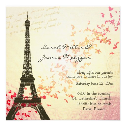 Paris Themed bröllopinbjudan