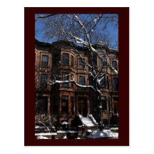 Parkera sluttar, Brooklyn, NY-rödbrun sandsten Vykort