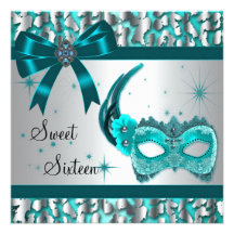 Party för maskerad för sweet sixteen för krickablå anpassningsbara inbjudningskort