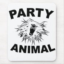 Partydjur. En rolig design för roligt folk Musmatta