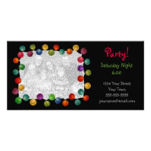 Partyljus svart Photocard Hälsningskort Med Foto