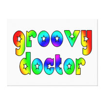 Partyn för doktorfödelsedagjul: Groovy doktor Sträckta Canvas Tryck