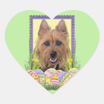 Påskäggkakor - australiensisk Terrier Hjärtklistermärken