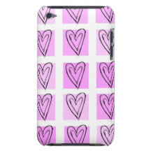 Pastellfärgad rosa hjärta kvadrerar iPod touch skal