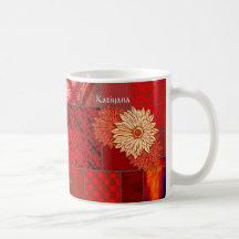 Patchwork i rött (personlig mugg)