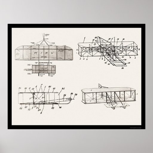 Patent för det Wright broderflygplanet planerar 19 Affisch