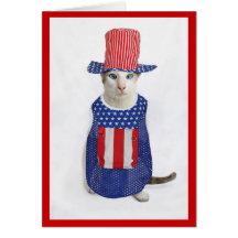 Patriotisk 4th av Juli den Siamese katten Kort