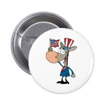 Patriotisk åsna som vinkar en amerikanska flaggan pins