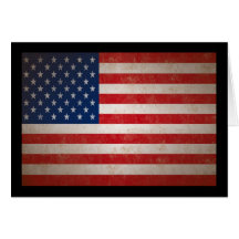 Patriotisk design för vintagestilamerikanska flagg hälsnings kort