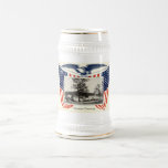 Patriotisk hälsningamerikanska flagganvintage 1914 kaffe kopp