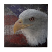 Patriotisk örn & flagga kakelplatta av kerami