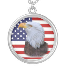 Patriotisk örn och US-flagga Necklance Smycken