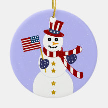 Patriotisk prydnad för snögubbejulrunda julgranskula