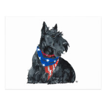 Patriotisk skotsk Terrier Vykort