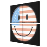 Patriotisk slågen in kanfas för USA flagga smiley  Canvasduk Med Gallerikvalitet