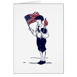 Patriotisk US-flagga och fyrverkeripojke Hälsningskort