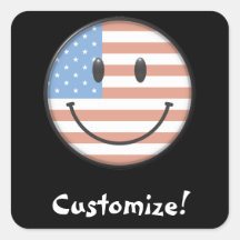 Patriotisk USA flaggasmiley face Fyrkantigt Klistermärke