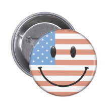 Patriotisk USA flaggasmiley face Knapp Med Nål