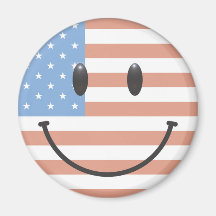 Patriotisk USA flaggasmiley face Kylskåpmagneter