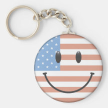 Patriotisk USA flaggasmiley face Nyckel Ring