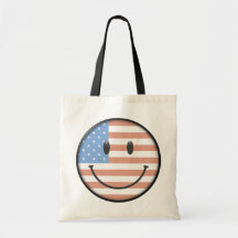 Patriotisk USA flaggasmiley face Tygkasse