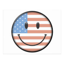 Patriotisk USA flaggasmiley face Vykort