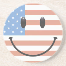 Patriotisk USA flaggasmiley facekustfartyg Glasunderlägg