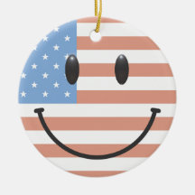 Patriotisk USA flaggasmiley faceprydnad Julgranskula