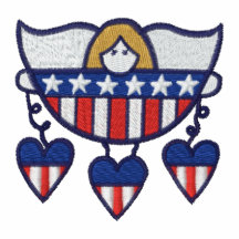 Patriotiska hängande hjärtor USA broderade skjorta Broderad Pikétröja