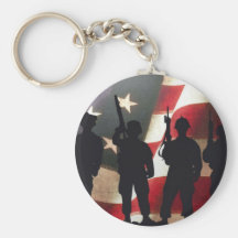 Patriotiska militära soldatSilhouettes Nyckel Ringar