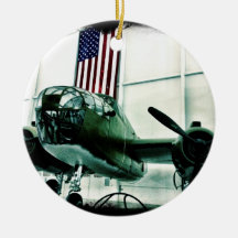 Patriotiskt flygplan för militär WWII med amerikan Juldekoration