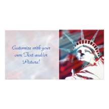 Patriotiskt kort för foto för USA frihetsgudinnanf Foto Kort