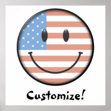 Patriotiskt USA flaggasmiley facetryck Print