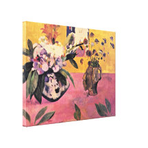 Paul Gauguin - japanskt träkloss-stillbild liv Sträckt Kanvastryck