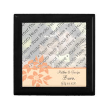 Peach Personalized Photo Wedding Gift Keepsake Box