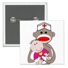 Pediatriksjuksköterskasock monkey knappar med nål
