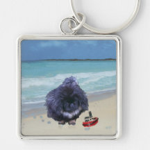 Pekingese valp på stranden nyckel ringar