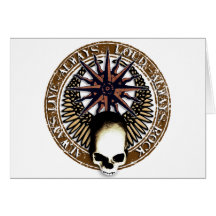 Pentagram Rock and roll skull Karte