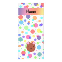 Personalized name bear face rainbow polka dots personalized rack card