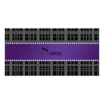 Personalized name black plaid pattern personalized photo card